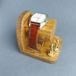 Wood single watch stand/display/holder for men, dad, boyfriend, husband/