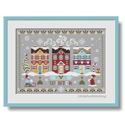 Cross Stitch Pattern Season Winter Houses