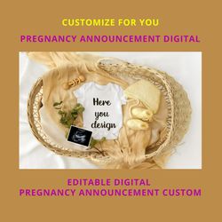 Digital  Pregnancy Announcement Custom  Pregnancy Announcement Template