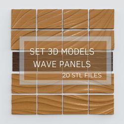 3D Model STL CNC Router file 3dprintable Wall Panel Waves