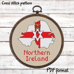 Northern Ireland Map Cross Stitch pattern modern PDF, Irish Flag Xstitch chart