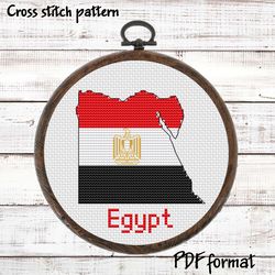 Map of Egypt with national emblem Cross Stitch Pattern Modern, Egypt Flag Xstitch Pattern, egyptian cross stitch picture