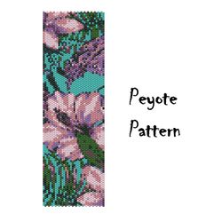 Orchids Flower peyote beading pattern, seed bead bracelet, peyote beaded patterns PDF