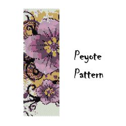 Flower Peyote Beading Pattern, Seed Bead Bracelet, Peyote Beaded Patterns PDF