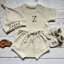 Oatmeal custom shirt baby boy coming home outfit - gender neutral baby clothes Waffle baby outfit as personalised gifts