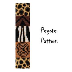 Africa Peyote Beading Pattern, Seed Bead Bracelet, Peyoted beaded patterns, African wild animal