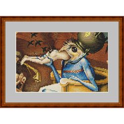 Hieronymus Bosch, The Garden of Earthly Delights, The Hell, Detail, Cross Stitch Pattern 120x78