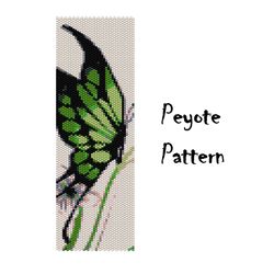 Green Butterfly Peyote beading pattern, seed bead bracelet, peyoted beaded patterns Digital PDF
