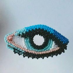 Brooch pin Evil Eye embroidered brooch beaded brooch boho brooch blue eye
