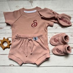 Dusty Pink custom shirt baby girl coming home outfit Gender neutral baby clothes Baby shower gift Personalised gifts