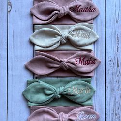 Bow knot headband for mom and baby girl Big sister personalized name accessory Mini me