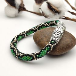 Ouroboros Beaded Snake Bracelet, Serpent Bracelet for Women, Christmas Gift Ideas for Mom