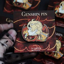 free shipping thoma genshin impact inspired hard enamel pin