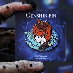 FREE SHIPPING Tartaglia Childe Genshin Impact inspired hard enamel pin