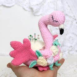 Pin cushion pattern pdf Flamingo crochet gift for grandma Pincushion amigurumi