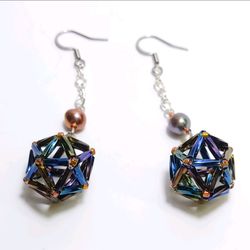 Geometric dangle earrings with pearls beaded earrings abstract earrings