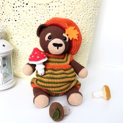 Crochet stuffed bear pattern PDF in English Amigurumi bear removable clothes