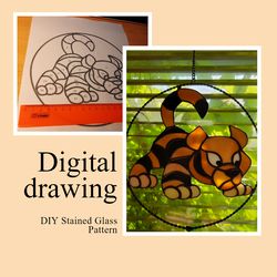 Digital Download/ Cute Tiger Suncatcher/ Stained Glass Pattern/ PDF file/ DIY