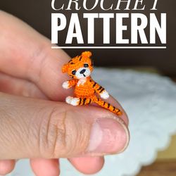 Tiger pattern. Miniature crochet tiger PDF pattern. English