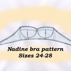 Strapless bra sewing pattern, Nadine, Sizes 24-28, Detachable strap bra pattern, Around the neck bra pattern