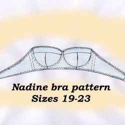 Strapless bra pattern, Nadine, Sizes 19-23, Neck strap bra pattern, Balconette bra pattern, Wired bra pattern