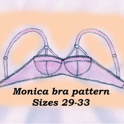 Wire bra pattern plus size, Monica, Sizes 29-33, Bra cup pattern, Underwire bra pattern, Large size bra pattern