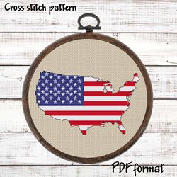 USA Map Cross Stitch, United States map Xstitch, Modern Cross Stitch Pattern PDF