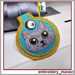 In the hoop Embroidery design Key fob for your ty cat tag