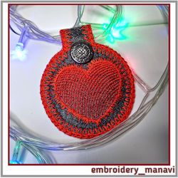 In the hoop Embroidery Keychain with heart Gift to remember
