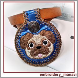In the hoop Embroidery design Keyfob for dog with pocket