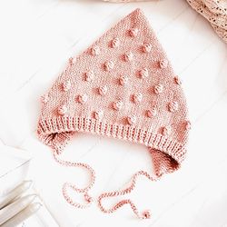 KNITTING PATTERN: Baby Bonnet/Hat "Popcorn Bee" PDF Knitting Pattern / 7 Sizes