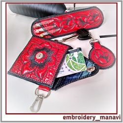 In the hoop embroidery designs of pencil case, keychain, wallet