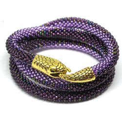 Purple snake necklace, ouroboros, Beaded choker necklace, gift idea for her, girlfriend birthday gift