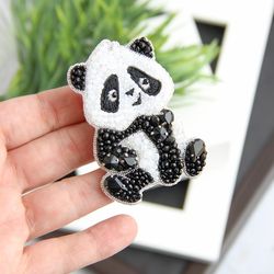 Panda brooch jewelry bear brooch bear beaded panda broochembroidered panda brooch girl brooch beaded bear brooch