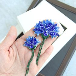 Cornflower brooch, beaded flowers brooch, handmade cornflower brooch, cornflower jewelry, blue brooch, summer brooch
