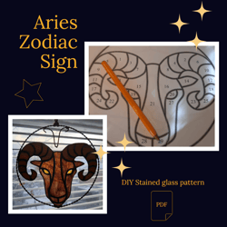 Aries zodiac sign/ Digital Download / Stained Glass Pattern / PDF file / DIY