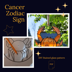 Cancer zodiac sign/ Digital Download / Stained Glass Pattern / PDF file / DIY