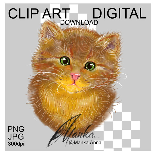 Kitten-Drawing-Red-Clipart-Cute