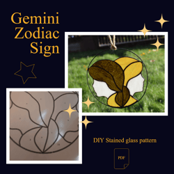 Gemini zodiac sign/ Digital Download / Stained Glass Pattern / PDF file / DIY