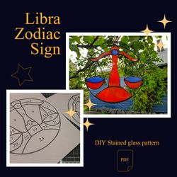Libra zodiac sign/ Digital Download / Stained Glass Pattern / PDF file / DIY