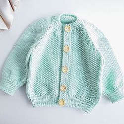KNITTING PATTERN: Cardigan "Mint" PDF / for Baby and Child / Baby Jacket/ Sweater / 6 Sizes