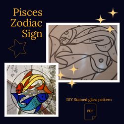 Pisces zodiac sign/ Digital Download / Stained Glass Pattern / PDF file / DIY