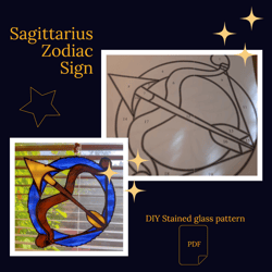 Sagittarius zodiac sign/ Digital Download / Stained Glass Pattern / PDF file / DIY