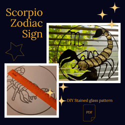 Scorpio zodiac sign/ Digital Download / Stained Glass Pattern / PDF file / DIY
