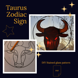 Taurus zodiac sign/ Digital Download / Stained Glass Pattern / PDF file / DIY