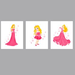 Princess Aurora Set Disney Art Print Digital Files nursery room watercolor
