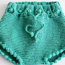 KNITTING PATTERN PDF: Baby Bloomers "Tally's Pearls" /Seamless Baby Pants/Shorts / 4 Sizes