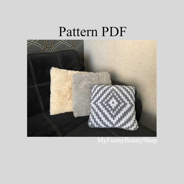 loop-yarn-finger-knitted-rhombus-cushion-cover