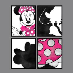 Minnie Mouse Set Disney Art Print Digital Files decor nursery room watercolor