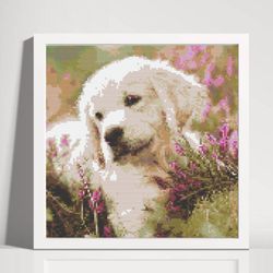 PDF file, cross stitch pattern, Cute puppy